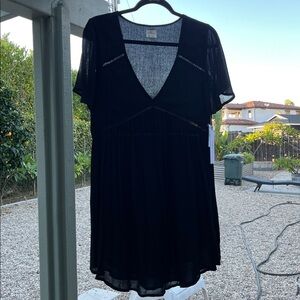 NWT O'Neill Flowy  Mini Cotton Black V Neck Dress Size XS/Small